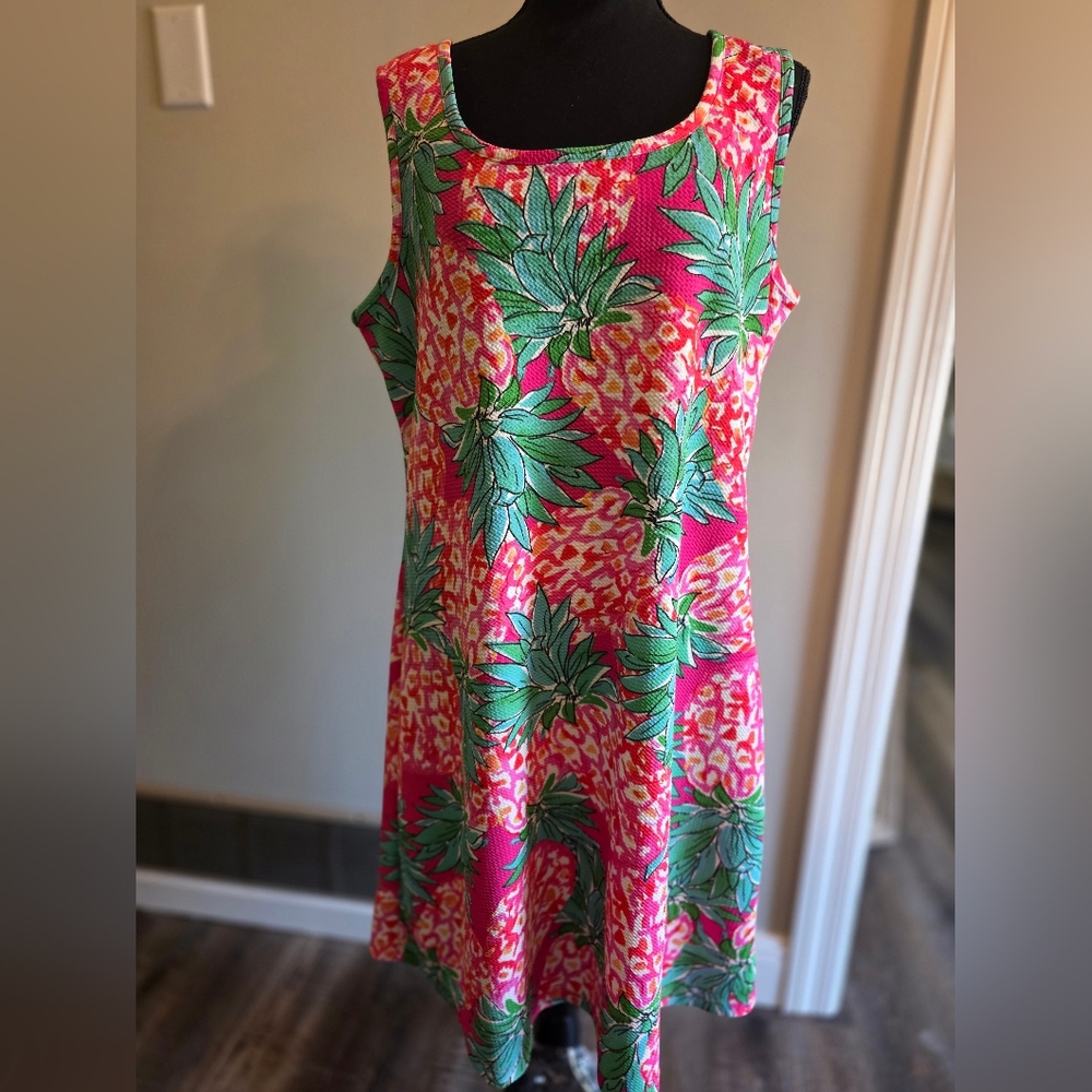 Ronnie Nicole Tropical Sleeveless Dress with Pineapple Print